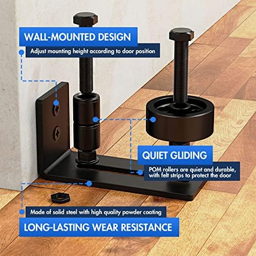 2-Piece Steel Barn Door Bottom Guide Set Quiet Rust-Proof