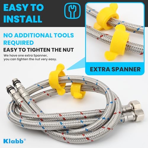 Klabb 32-Inch 38 BSP Faucet Hose Pair
