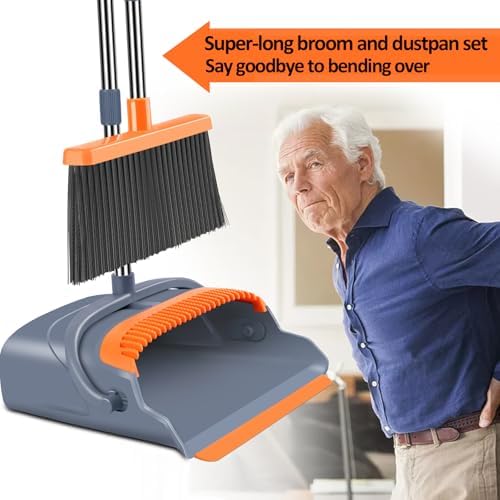Kelamayi Upgrade Broom and Dustpan Set with Self-Cleaning
