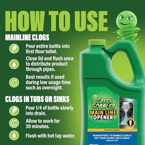 Green Gobbler Ultimate Main Drain Opener Effortlessly Clogs Hair