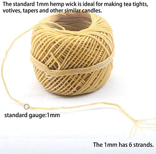 100 Organic Hemp Wick with Natural Bees Wax 200FT No Chemicals