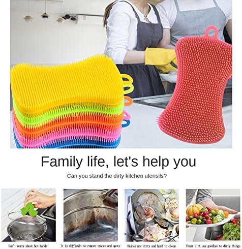 6-Pack Silicone Reusable Dish Sponges Double-Sided Non-Stick Heat-Resistant
