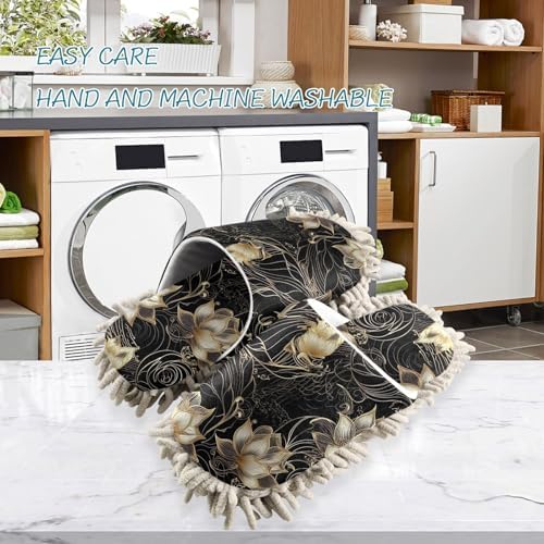 Running Bear Lotus Gold Black Mop Slippers Effortlessly Clean Your Kitchen
