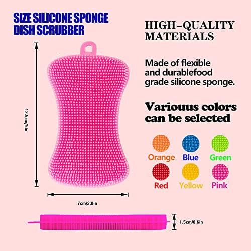 6-Pack Silicone Reusable Dish Sponges Double-Sided Non-Stick Heat-Resistant