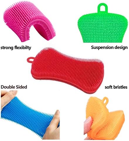 6-Pack Silicone Reusable Dish Sponges Double-Sided Non-Stick Heat-Resistant