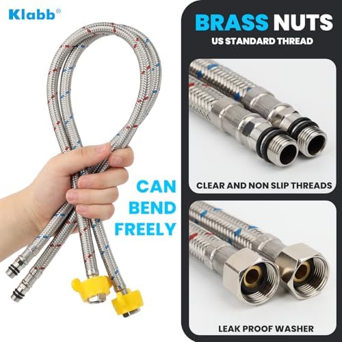 Klabb 32-Inch 38 BSP Faucet Hose Pair