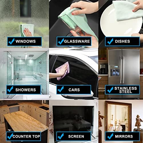 VPMURUGA Streak-Free Multi-Surface Window Cleaning Cloth Pack of 6