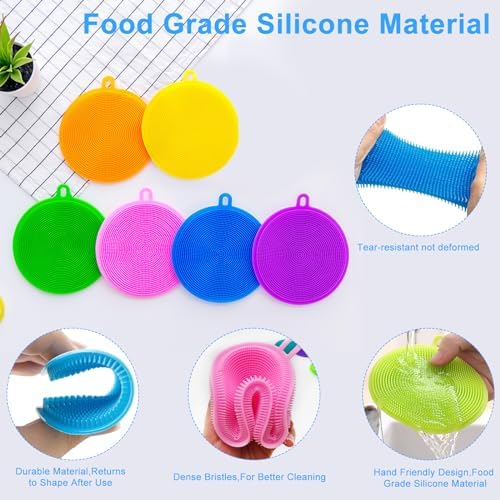 Upgrade Your Kitchen_cleaning Game with MissJoJiay 12-Piece Silicone Scrubber Set