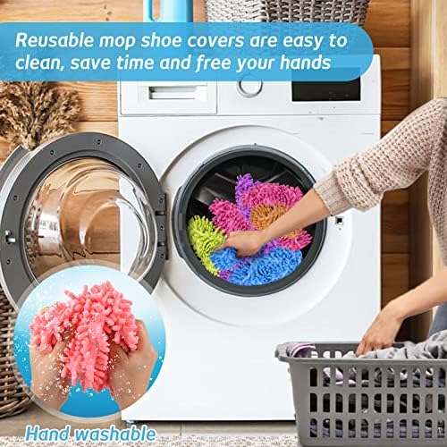 5-Pair Soft Chenille Slippers for Floor Cleaning Washable Mop Shoes