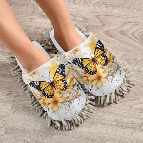 White Butterfly Mop Slippers for Floor Cleaning House Keeping Essentials