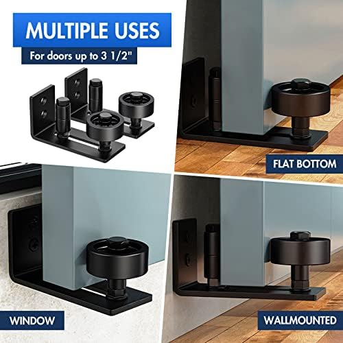 2-Piece Steel Barn Door Bottom Guide Set Quiet Rust-Proof
