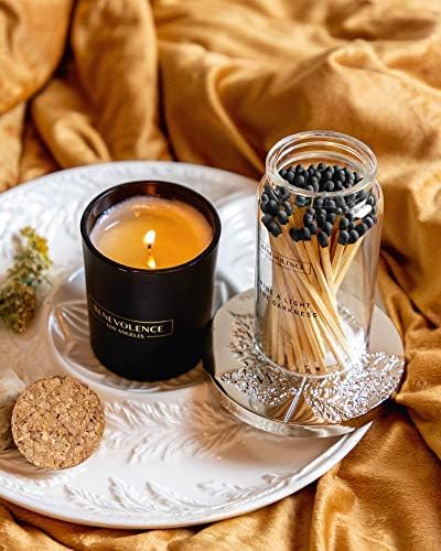 Benevolence LA Midnight Black Wooden Matches Jar with Stirrer