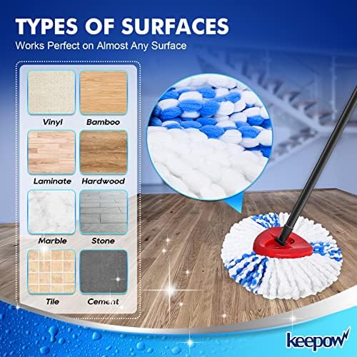 Perfectly Compatible Microfiber Mop Heads for Your KEEPOW Spin Mops 6-Pack