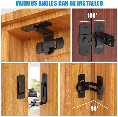90 Degree Barn Door Lock Black - ProtectPrivacy