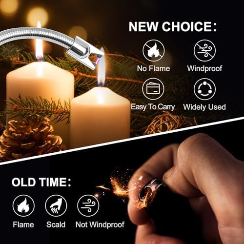 2 Pack Plasma Arc Electric Lighter Rechargeable USB Long Reach Windproof Design Lighters