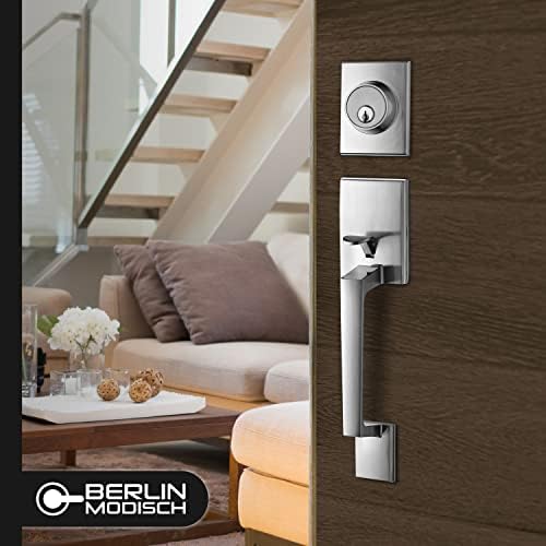 Satin Nickel Single Cylinder Lever Door Handle Set