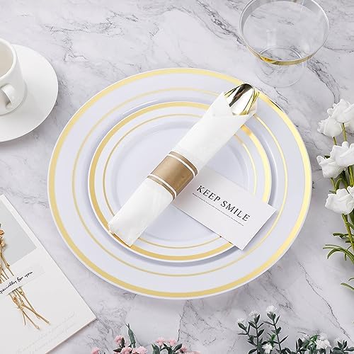 Perfect for Parties Best VIP 350PCS Gold Plastic Plate Set
