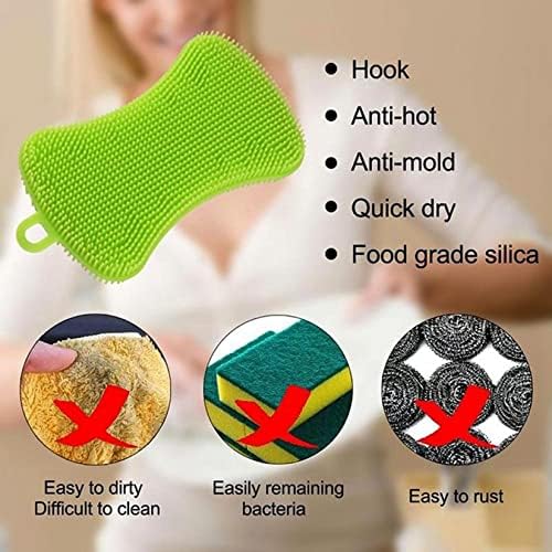 6-Pack Silicone Reusable Dish Sponges Double-Sided Non-Stick Heat-Resistant