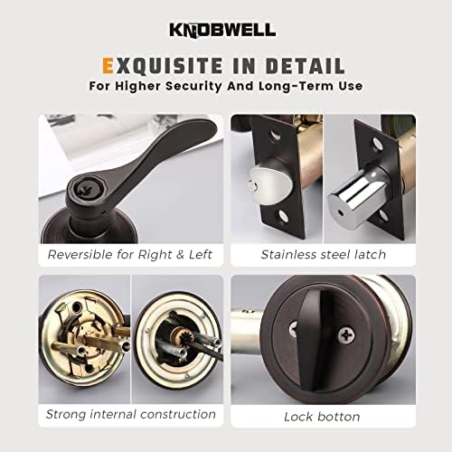 KNOBWELL 3 Pack Door Handle Lock Set Oil Rubbed Bronze Keyed Alike