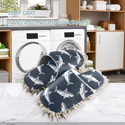 Cute Gray Shark Mop Slippers Clean Floors Keep Your Home Stylish