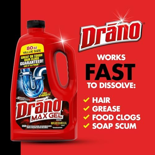 Drano - Max Gel Drain Clog Remover for Showers Healthcare 80oz