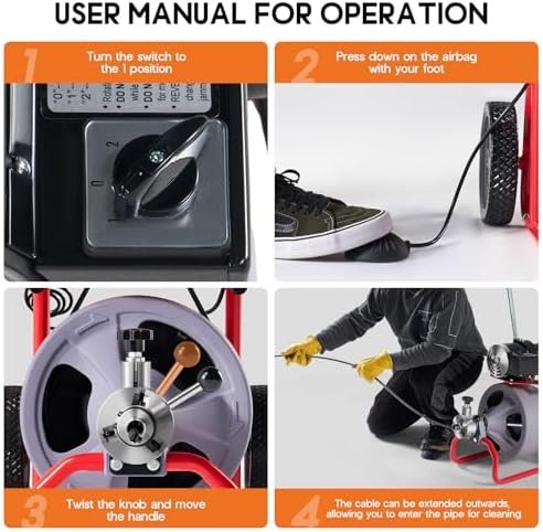 Albott Drain Cleaner Machine for Efficient Boca Cleaning 9-Cutter Set