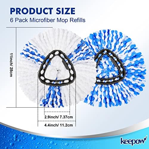 Perfectly Compatible Microfiber Mop Heads for Your KEEPOW Spin Mops 6-Pack