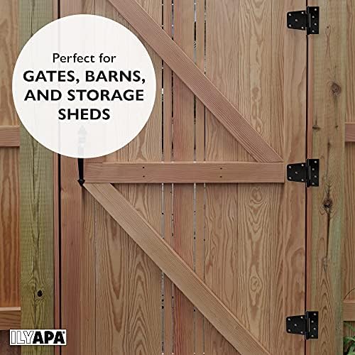 Ilyapa Heavy Duty Shed Door Hinges 6 Pack Black