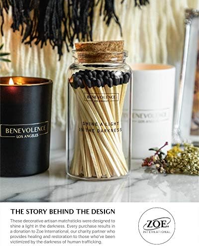 Benevolence LA Midnight Black Wooden Matches Jar with Stirrer
