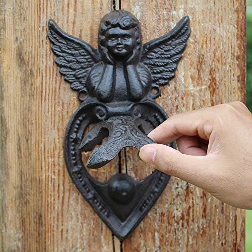 Small Lovely Angel Door Knocker Antique Black Cast Iron Design