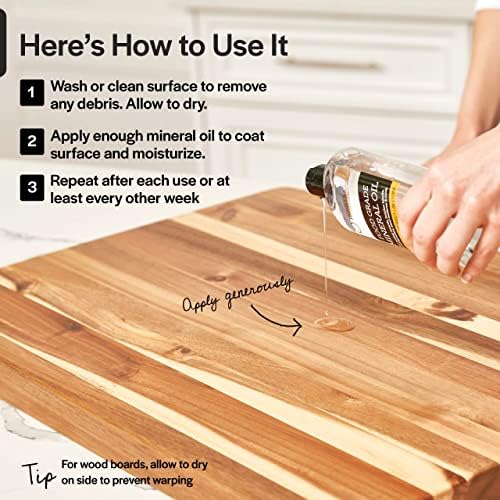 Thirteen Chefs Mineral Oil for Wood Cutting Board Conditioner