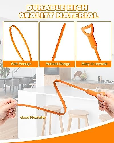 VILINLEE 25 Inch Sink Snake Drain Clog Remover Tool 6 Pack