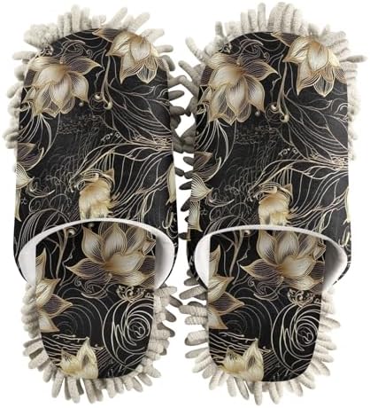 Running Bear Lotus Gold Black Mop Slippers Effortlessly Clean Your Kitchen
