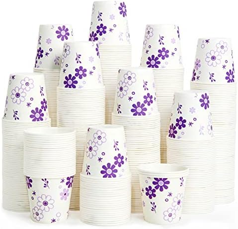 JOLLY PARTY 3oz Disposable Bathroom Cups 300 Pack Purple Floral Design