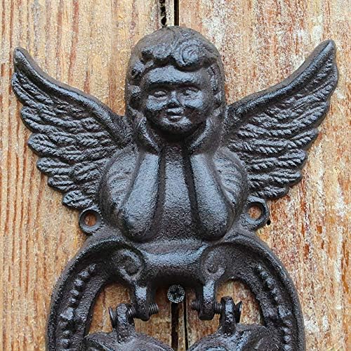 Small Lovely Angel Door Knocker Antique Black Cast Iron Design