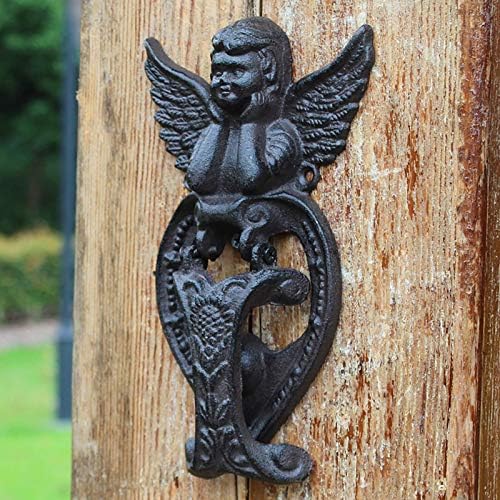 Small Lovely Angel Door Knocker Antique Black Cast Iron Design