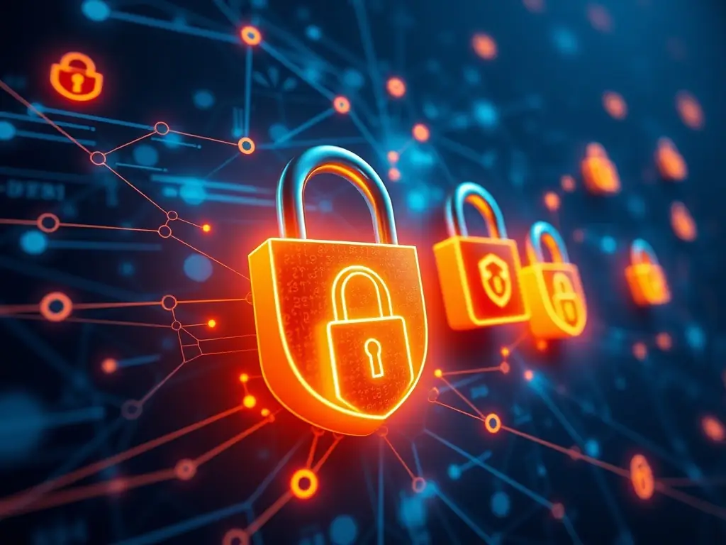 An image depicting a secure network infrastructure with multiple layers of protection, symbolizing cybersecurity expertise.