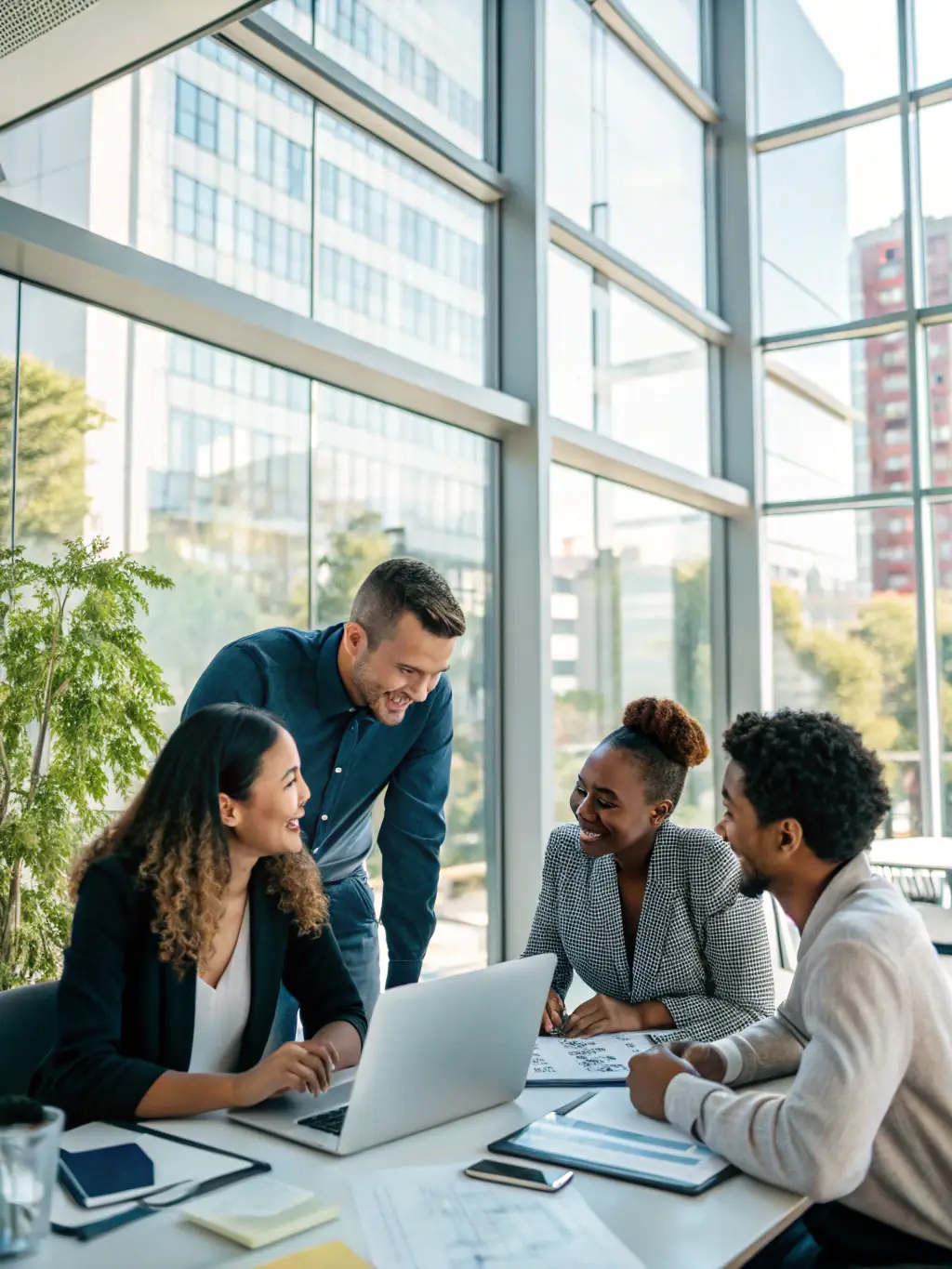 An image of a diverse team collaborating on a digital transformation project, showcasing innovation and adaptability.